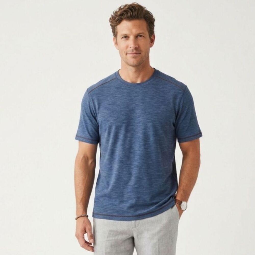 Tommy Bahama Men Shirt Sz L Blue Short Sleeve Casual Minimalist Travel Vacation